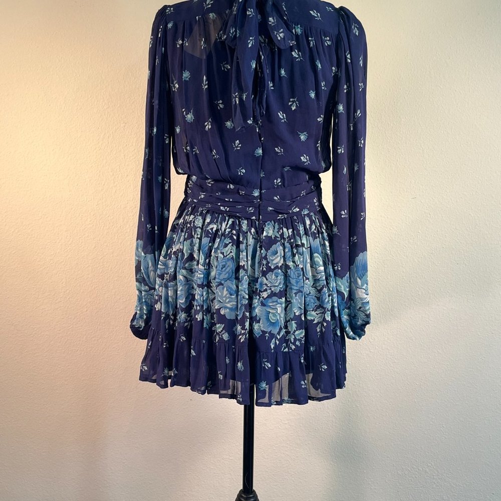 Blue Chiffon Mini Dress NWT Anthropologie Size Med - Picture 3 of 3